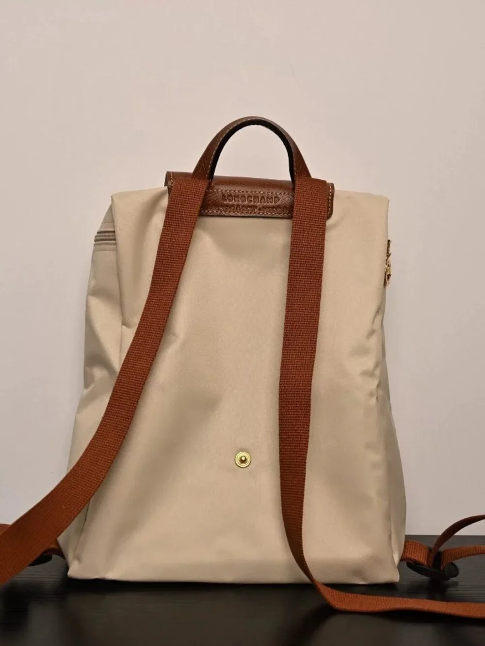 ✨ Longchamp Le Pliage Beige Nylon Leather Trim Backpack